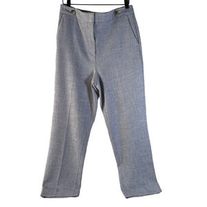 Ann Taylor Womens Career Dress Pants Blue Woven Tweed Flat Front Pockets 10